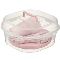 Ensemble de pique-nique Afossa en plastique, 22 pièces, assiettes, gobelets, ustensiles, pliable, léger, durable, portable, conteneur de stockage alimentaire, extérieur