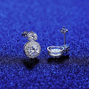 3 Ct Round Moissanite <b>Drop</b> Stud Earrings Elegant Studs for Women - Product Image 3
