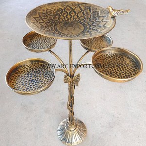 Comedero para pájaros único con recubrimiento en polvo de Color negro y hierro de Metal con tapa de madera, suministro de comedero para pájaros de jardinería clásico hecho a mano más vendido - Product Image 5