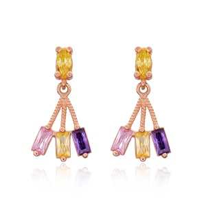 Mix Baguette Zircon Pierre Dangle Boucles d'oreilles Turc Fabriqué À La Main En Gros 925 Bijoux En Argent Sterling - Product Image 1