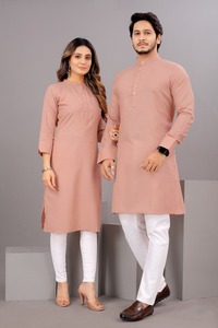 Ensemble Kurta de couple en coton vente en gros parfait pour les mariages et les occasions en plein air disponible pour l'exportation et l'approvisionnement dans le monde entier - Product Image 2