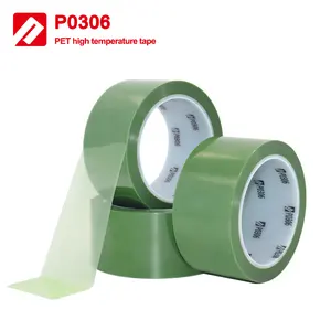 OEM Adhesive Tape Factory High Temperature Silicone Light Green PET Polyester Tape Sticker