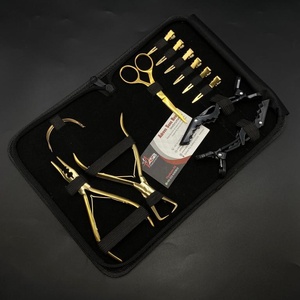 Juego de herramientas de extensión de cabello de acero inoxidable de grado quirúrgico, aplicador de microcuentas chapado en oro y alicates de extracción - Product Image 1
