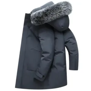 Nueva colección 2024, abrigos de plumón impermeables transpirables para hombre, chaqueta acolchada de invierno negra gruesa y cálida con capucha, chaqueta de talla grande para hombre