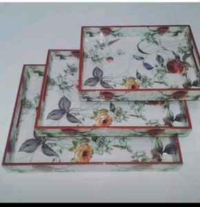 Plateau de service en bois de qualité supérieure avec impression Meenakari traditionnelle |   Fabriqué à la main, écologique, durable, compatible lave-vaisselle, décoratif - Product Image 5