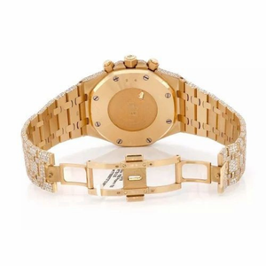Montre chronographe moissanite en or rose montre-bracelet de luxe en acier inoxydable pour homme avec testeur de diamants VVS entièrement pavé - Product Image 6