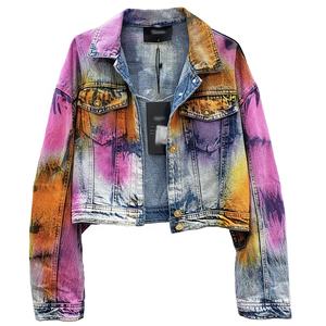 Vestes en jean tie-dye noires de haute qualité avec patte de boutonnage, personnalisées pour l'extérieur, pour femmes et hommes - Product Image 1