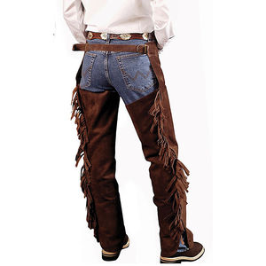 SPORTSWORLD Chaps de cowboy occidentaux légers à design personnalisé uni, franges, cuir de vache, pantalon brun clair pour l'équitation - Product Image 3