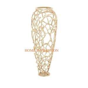 Vases à fleurs en aluminium métallique moderne de qualité supérieure, personnalisables, grande taille, faits à la main, vase de table, Inde - Product Image 2