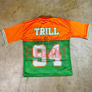 Camiseta de fútbol americano Tela de malla para adultos Cuello en V Manga corta Diseño suelto Ropa de fútbol americano de gran tamaño - Product Image 5