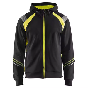 Dos tonos naranja reflectante transpirable ropa de trabajo térmica con capucha cremallera seguridad Industrial polar alta visibilidad sudadera Unisex - Product Image 2