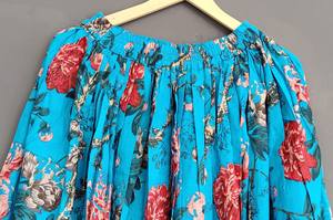 กระโปรงยาวพิมพ์ลายดอกไม้สำหรับผู้หญิงชุดชายหาดผ้าฝ้ายอินเดียระบายอากาศได้ตามธรรมชาติ - Product Image 2