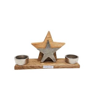 Soporte de aluminio y madera para escritorio, soporte de luz en T, vela de color plateado niquelado para decoración del hogar y mesa a granel - Product Image 2