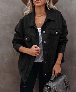 Veste longue en denim décontracté de haute qualité vêtements d'extérieur à la mode pour les femmes veste en coton à manches longues - Product Image 2