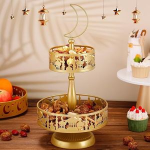 Bandeja de Ramadán de metal elegante y funcional, ideal tanto para servir como para uso decorativo durante Iftar y Eid - Product Image 1