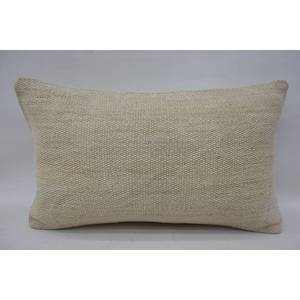 Almohada Kantha de lana beige 12x20 pulgadas Patrón vintage tejido con diseño bordado - Product Image 1