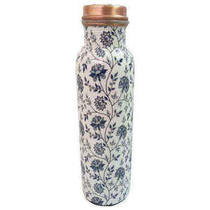 Botella de Agua de Cobre Impresa al por Mayor, Botellas de Agua de Cobre para Gimnasio, Beneficios de la Ayurveda, Diseño con Estampado de Flores - Product Image 3