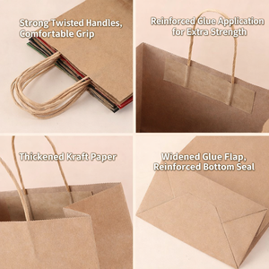 <span class=keywords><strong>Sac</strong></span> en papier kraft brun en gros avec poignée classique, <span class=keywords><strong>sac</strong></span> d'emballage biodégradable jetable pour vêtements, chaussures, cadeaux - Product Image 5