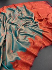 Look Royal Designer indien ethnique Kanchi soie Saree dernière traditionnelle exclusive fantaisie classique fête tenue de mariée pour les femmes fille - Product Image 2