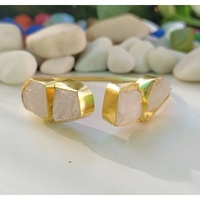 Brazalete de Latón Chapado en Oro con Incrustaciones Geométricas de Granate, Estilo Vintage, Joyería Unisex para Bodas