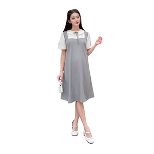 V1320 Robe de maternité d'été de haute qualité, longueur genou, douce et confortable, absorbant la sueur pour les femmes enceintes, vêtements de bureau, vente en gros - Product Image 1