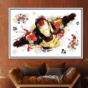 Marvel Iron Man Printed Canvas Artwork for Kids Room Decor,1P:White <b>Framed</b> - Product Image 1