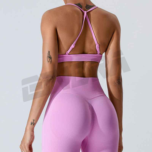 ชุดเล่นโยคะไร้ตะเข็บสำหรับผู้หญิงบราและกางเกงขาสั้นชุดออกกำลังกายแห้งเร็วชุดออกกำลังกายรู้สึกเปลือยใส่ออกกำลังกายใส่ในยิมระบายอากาศได้ฟรี - Product Image 4
