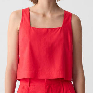 Débardeurs décontractés respirants en coton/fibre de bambou écologiques, couleur unie, grande taille pour femmes, avec soutien-gorge intégré - Product Image 4