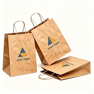Sac en papier kraft brun imprimé sur toute la surface, personnalisé, petit MOQ, avec poignée, sac de shopping écologique recyclé - Product Image 3