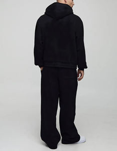 Survêtement à fermeture éclair pour hommes, poids lourd 100% coton 400 GSM Logo brodé personnalisé de qualité supérieure surdimensionné confortable 2 pièces ensemble - Product Image 2