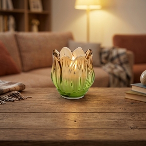 Bougie <span class=keywords><strong>LED</strong></span> <span class=keywords><strong>haut</strong></span> <span class=keywords><strong>de</strong></span> <span class=keywords><strong>gamme</strong></span> en forme <span class=keywords><strong>de</strong></span> fleur, romantique, en verre, fonctionnant sur piles, écologique, décoration d'intérieur, cadeau - Product Image 1