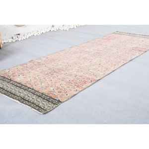 Tapis turc vintage moderne de grande surface 3.1x9,4 pieds motif patchwork écologique rose noir laine latex couloir décor de chambre - Product Image 3