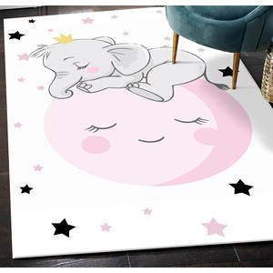 Alfombra de Elefante Adorable, Alfombra Estampada, Alfombras de Animales, Alfombra para Habitación Infantil, Alfombra Rosa, Alfombra Suave con Pelo - Product Image 1