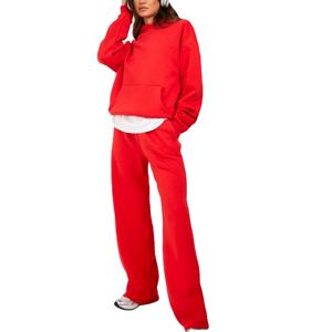Survêtement femme séchage rapide 100% coton couleur rouge solide femmes survêtement respirant 2026 - Product Image 3