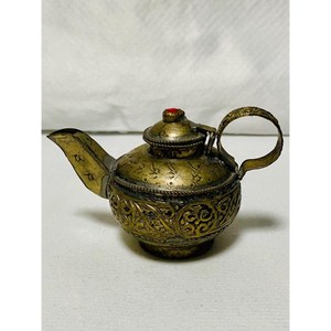 Fabricant de Dallah arabe d'Inde, cafetière en métal personnalisée faite à la main, finition argentée élégante, théières en laiton antique, style arabe - Product Image 2