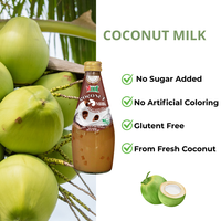 Kokosmelk Met Chocolade En Nata De Coco 290 Ml 9.8 Floz Vinut 24 Flessen Kartonnen Glazen Fles Plant Gebaseerd Oem Private Label