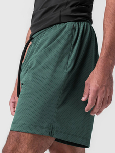 Pantalones cortos transpirables de poliéster para hombre con bolsillos, cintura elástica, estilo deportivo informal, logotipo en el bajo del pantalón - Product Image 6