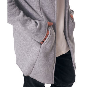 Sweat à capuche court en polaire vintage avec strass Hip Hop Blank 450, personnalisable, vente en gros pour hommes, coton de haute qualité, fibre de bambou, duvet de canard gris - Product Image 3