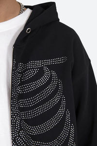 Sweat à capuche zippé avec strass pour hommes de la meilleure qualité Street Wear coupe ample nouveau design sweat OEM personnalisé polaire sweats à capuche surdimensionnés - Product Image 6