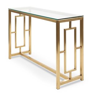 Table console moderne en acier inoxydable avec plateau en marbre, dorée, luxueuse, élégante, pour entrée, salle à manger, salon - Product Image 5