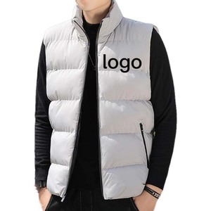 Imperméable avec fermeture éclair nouvelle mode 2025 hommes High Street Style hiver bouffantes vestes Logo personnalisé conception chaud à capuche bouffant gilet - Product Image 1