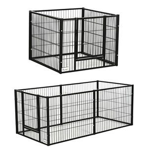 PawHut Petit parc pour chien avec 6 panneaux pour une utilisation intérieure et extérieure, 82.5-150x79x61cm Métal - Product Image 1