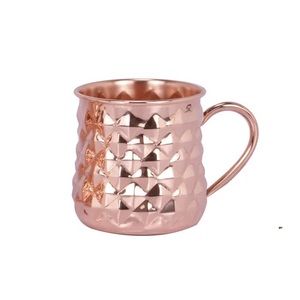 Attractive Diamond Embossed 100% Copper Mug Wholesale <b>Bulk</b> Purchase Stainless Steel Copper Mule Mug At whole sale price - Product Image 1
