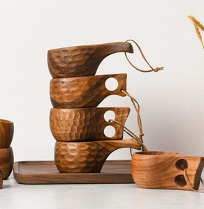 Vino y leche, café, té, regalo para beber, accesorios de madera oscura, tazas de cerveza de madera de la mejor calidad con mango de madera - Product Image 2