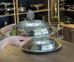 Serveurs de casserole de console en acier inoxydable les plus vendus Conception élégante de motif floral en laiton - Product Image 5