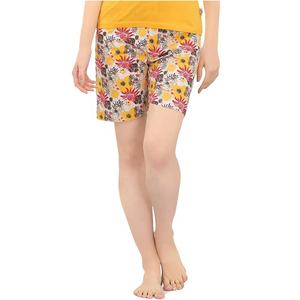 Women Summer Cotton Printed Shorts Custom Design Factory Price Casual Floral Print <b>Waist</b> Latest Top New Quality Women Short - Product Image 1