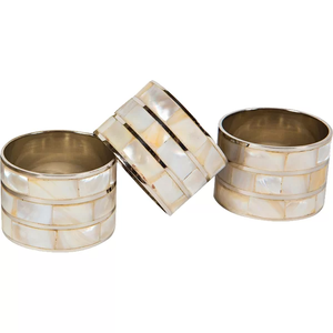 Anneaux de serviette serpillière anneau de serviette en laiton, accessoires de décoration de Table, incrustation de nacre, vaisselle, anneau de serviette or - Product Image 4