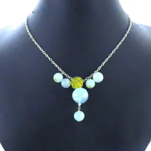 Collier tendance pour femme en alliage argenté avec perles et pierres précieuses, motif religieux en forme de chiffres et de lettres, cadeau religieux - Product Image 2