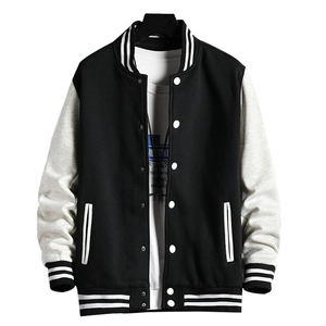 Bomber clásico inspirado en la escuela con costura duradera Chaqueta de béisbol universitaria para hombres - Product Image 1