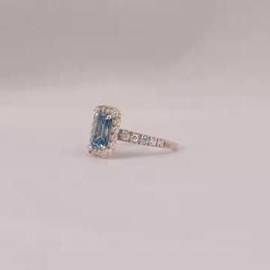 IGI Certificado de moda 14KT oro sólido solitario anillo de compromiso azul Esmeralda corte laboratorio cultivado diamante corte pequeño diamante - Product Image 6